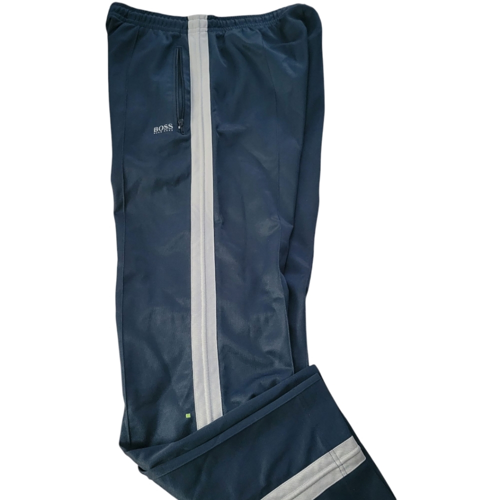 Hugo Boss Interlock Jersey Drawstring Joggers L Blue w Gray Stripe L